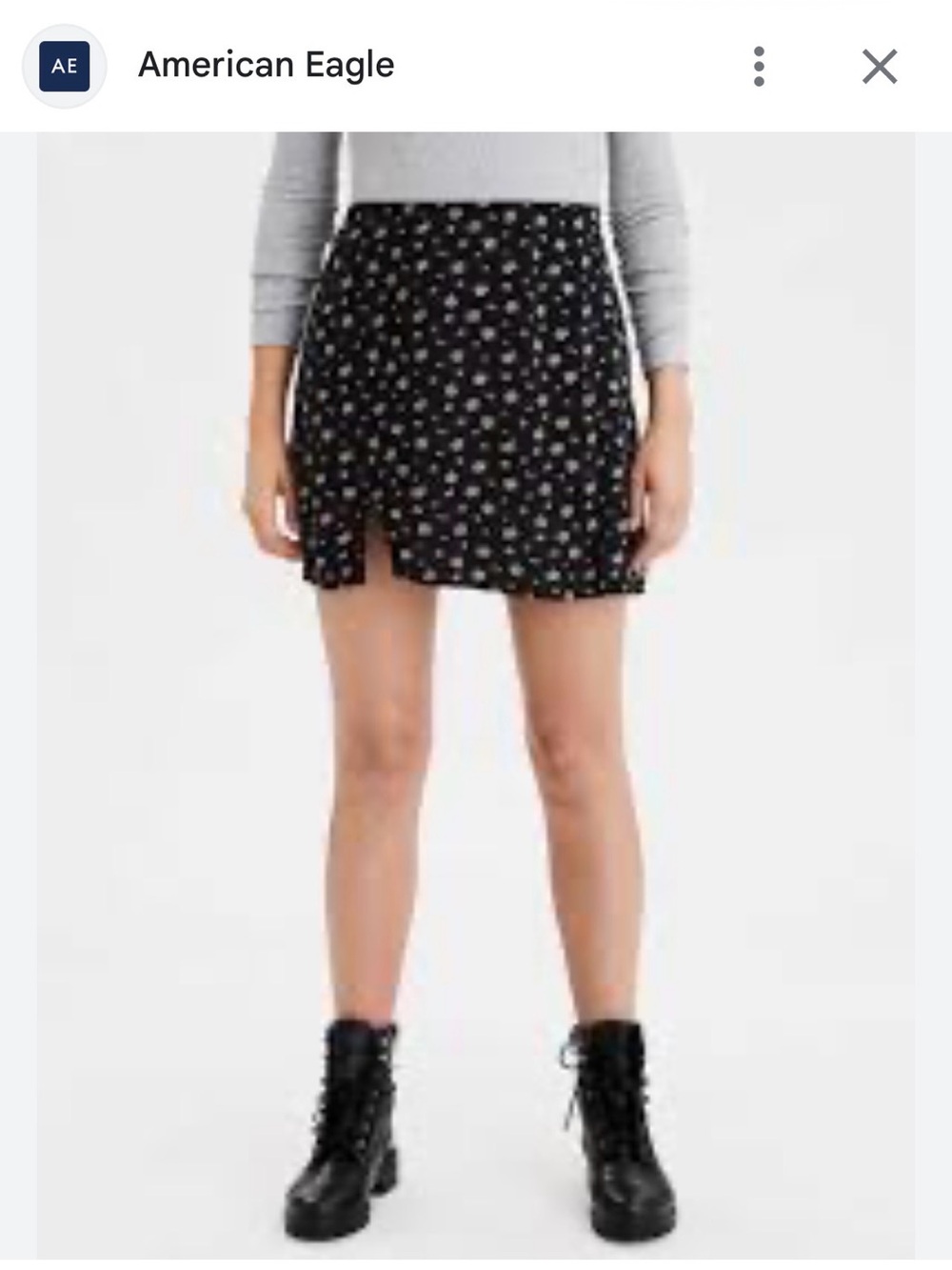 American Eagle Outfitters Black Mini Skirt with Small Floral Print